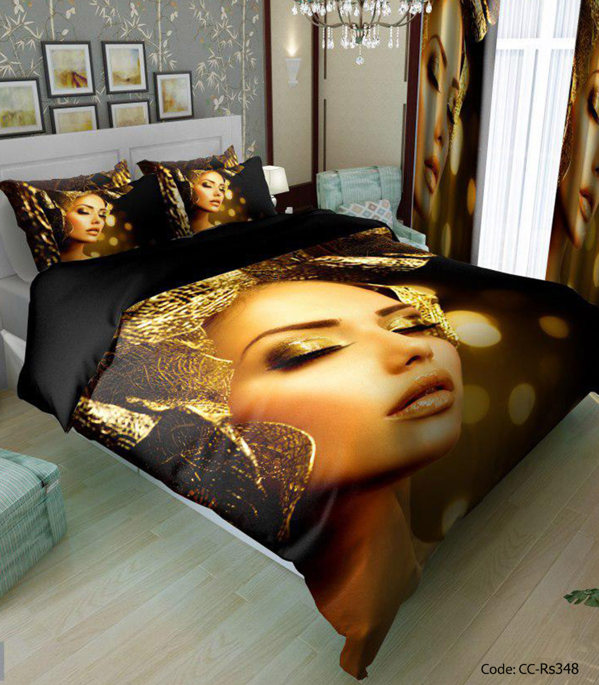 سرویس روتختی و لحاف دوختدار و ملحفه کشدار مدل خضرا