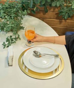 ست زیر بشقابی مدرن طرح گرد رومادون مجموعه دو عددی سری 117