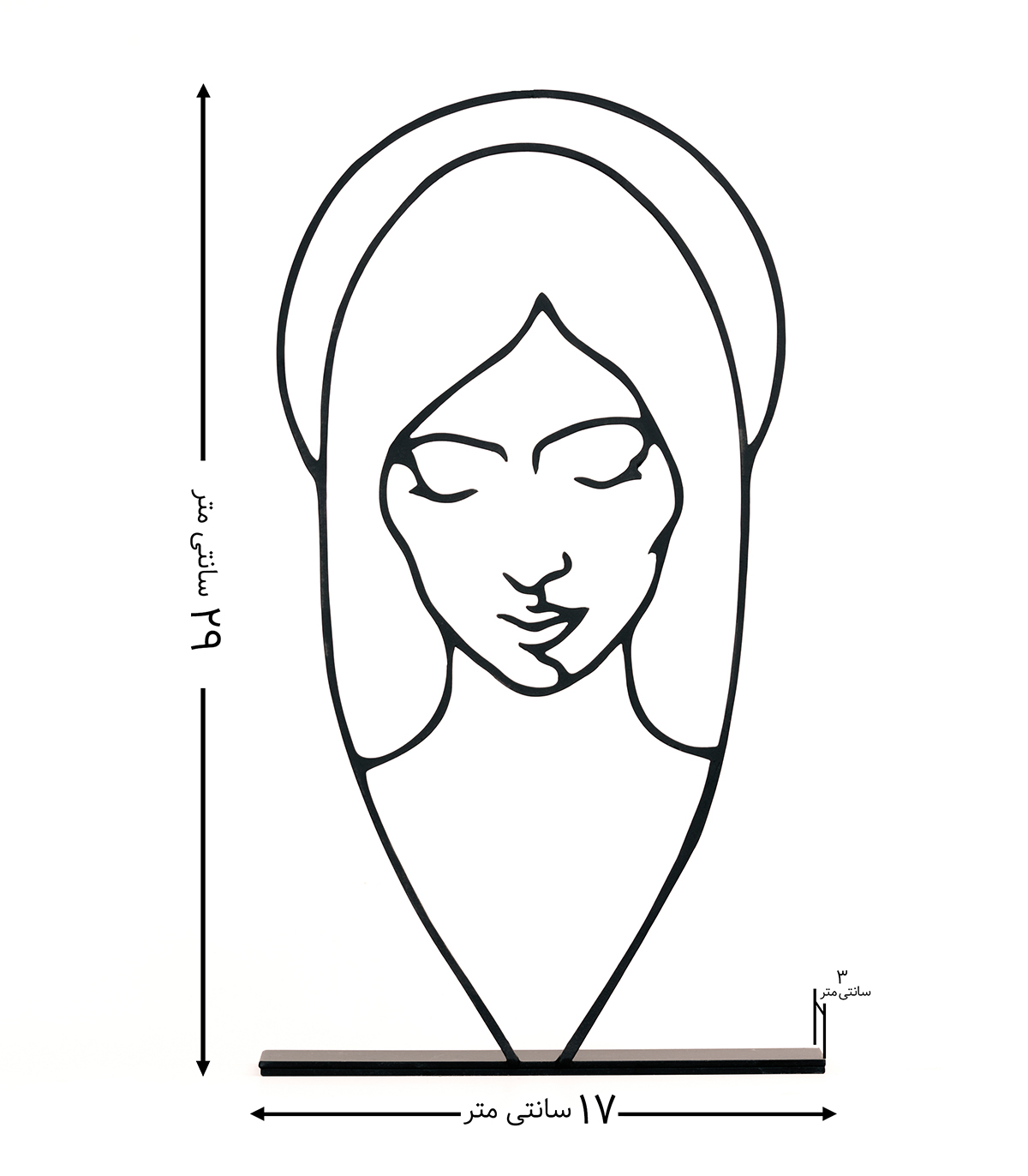 مجسمه مینیمال فلزی بانو مدل کد 7043