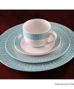 سرویس غذا خوری زرین 12 نفره سپید صدف فیروزه ای