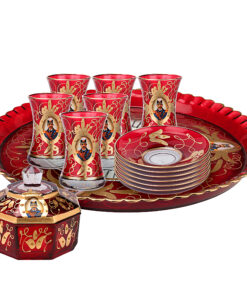 سرویس چای خوری شاه عباسی 14پارچه قرمز طلایی
