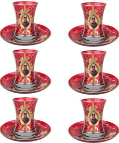 سرویس چای خوری شاه عباسی 14پارچه قرمز طلایی