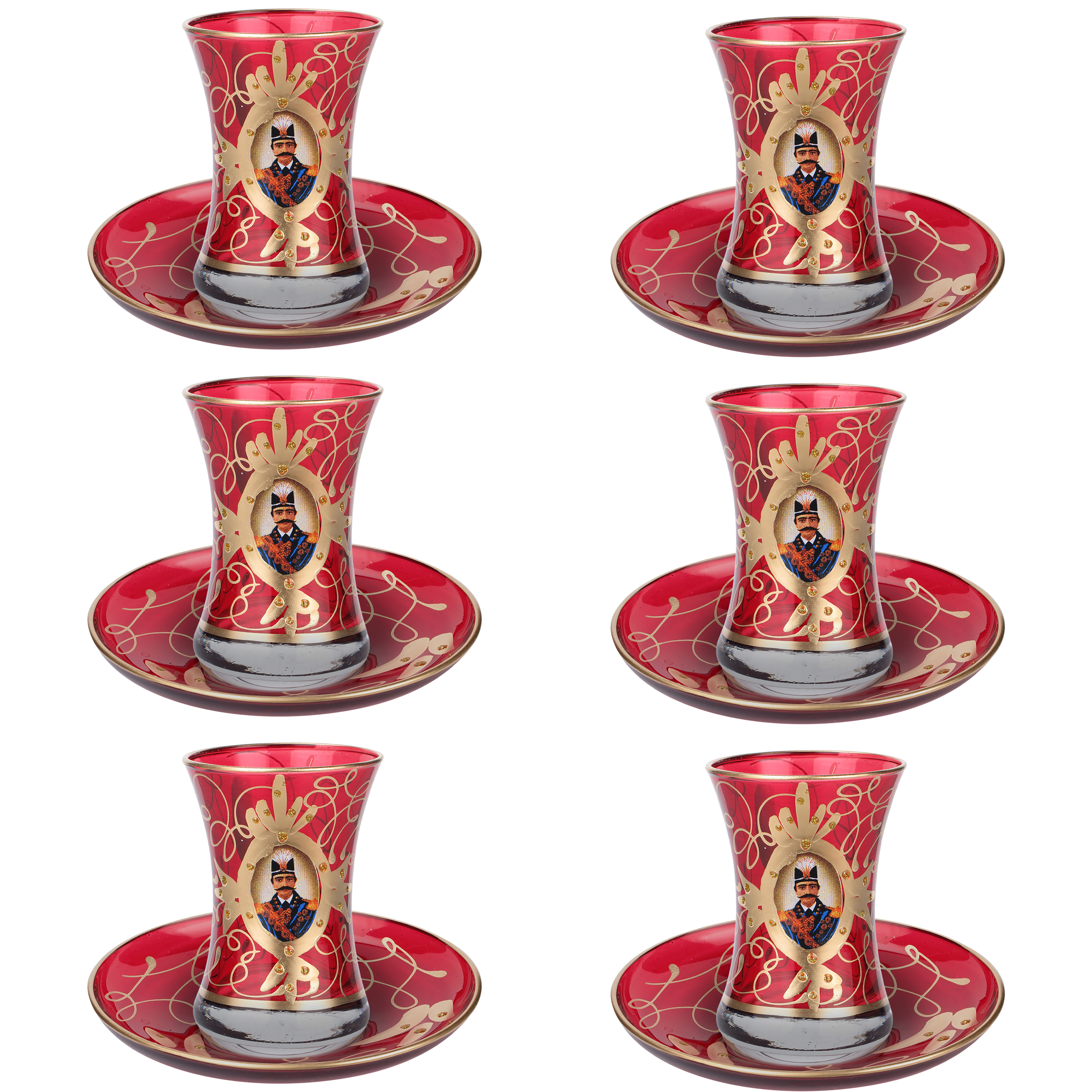 سرویس چای خوری شاه عباسی 14پارچه قرمز طلایی