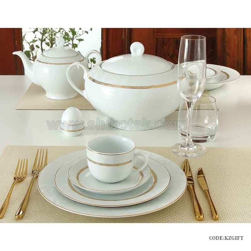 ظروف چینی 6 نفره زرین طرح هدیه طلایی