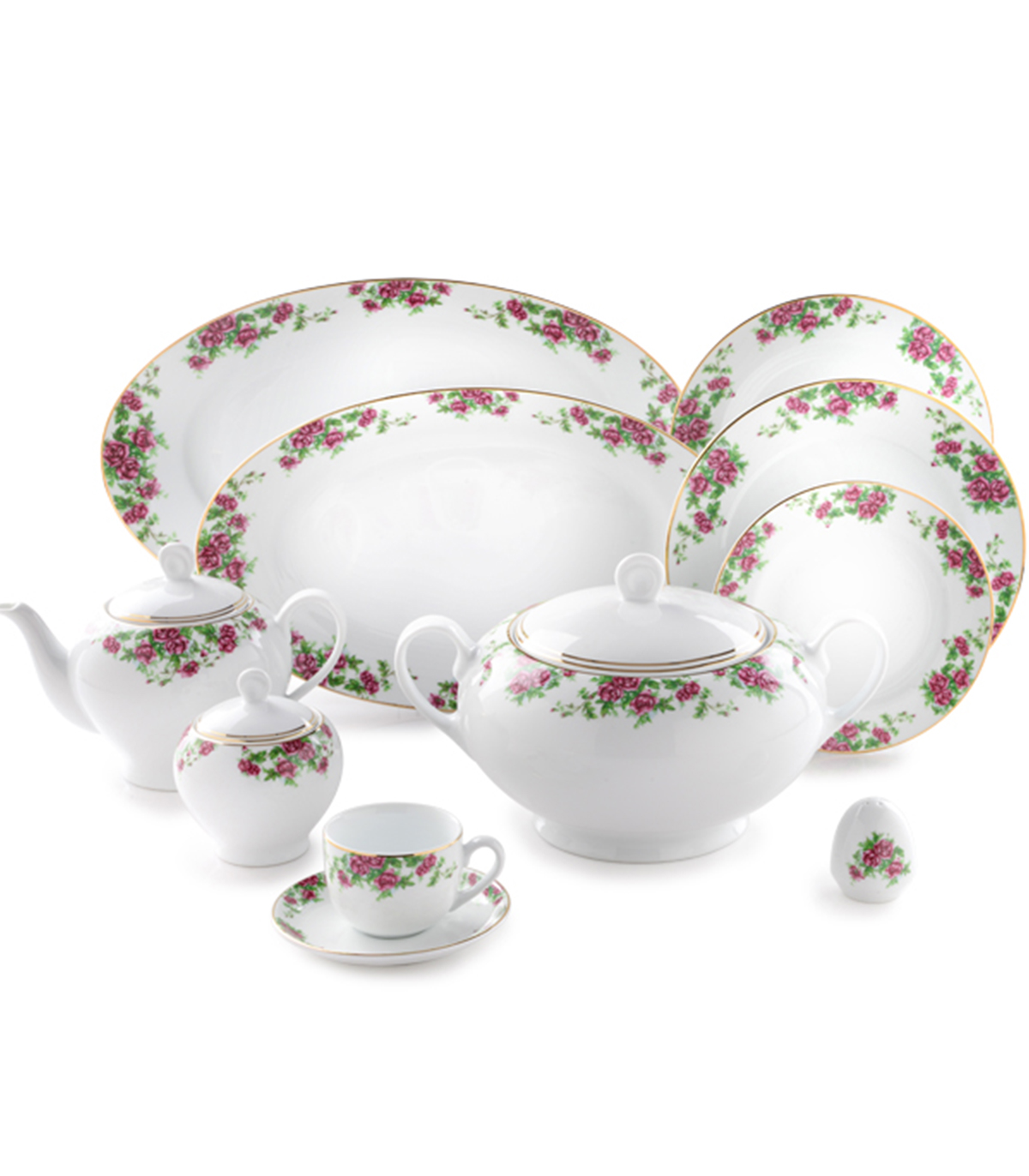 سرویس چینی 102 پارچ 12 نفره مدل بیدگل سری ایتالیا اف