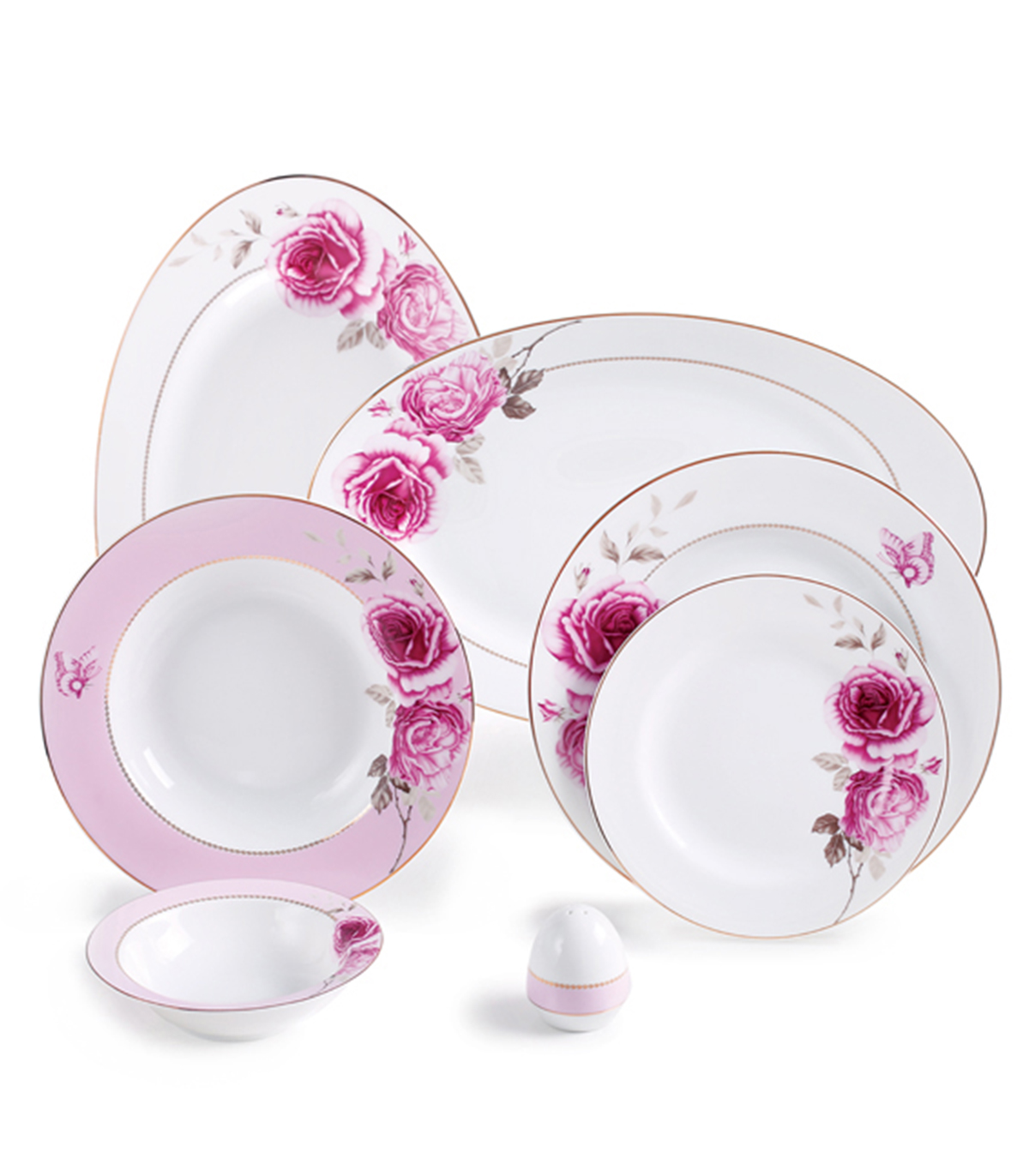 سرویس چینی 28 پارچ 6 نفره مدل رزفلاور سری ایتالیا اف