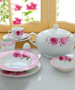 سرویس غذا خوری زرین 12 نفره رز فلاور سری ایتالیا اف