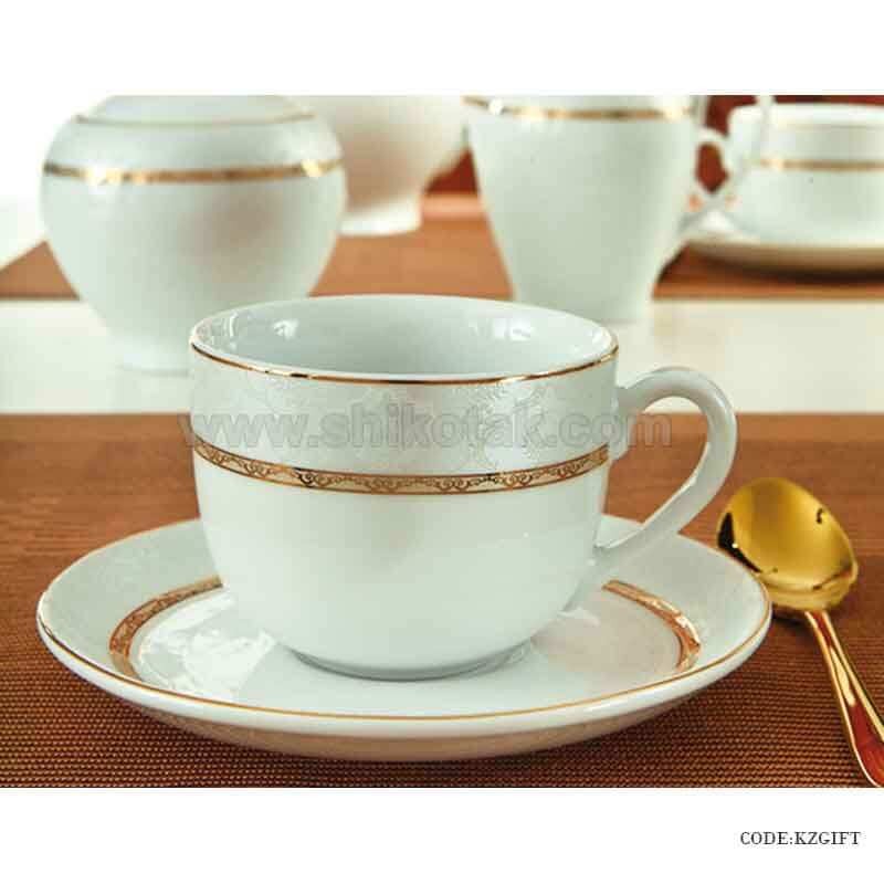 سرویس چینی 12 نفره زرین طرح هدیه طلایی
