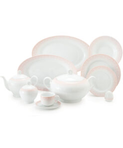 سرویس چینی 12 نفره 102 پارچ زرین مدل ساکورا صورتی سری ایتالیا اف