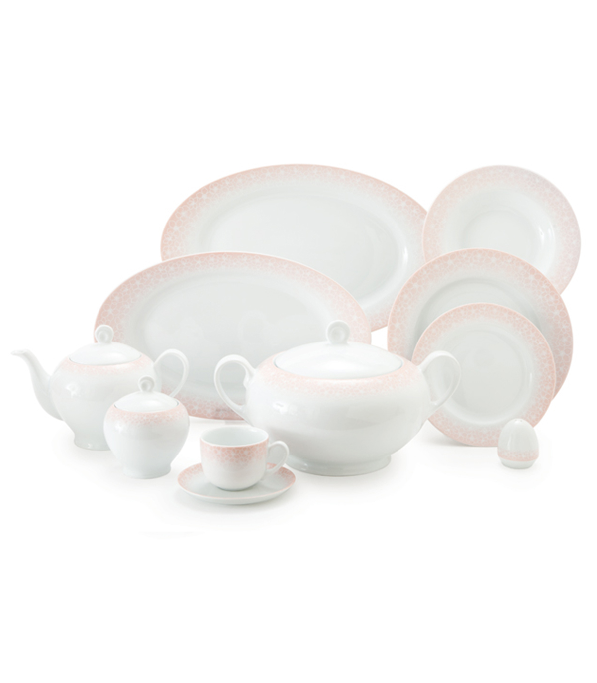 سرویس چینی 12 نفره 102 پارچ زرین مدل ساکورا صورتی سری ایتالیا اف