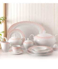 سرویس چینی 6 نفره 28 پارچ زرین مدل ساکورا صورتی سری ایتالیا اف