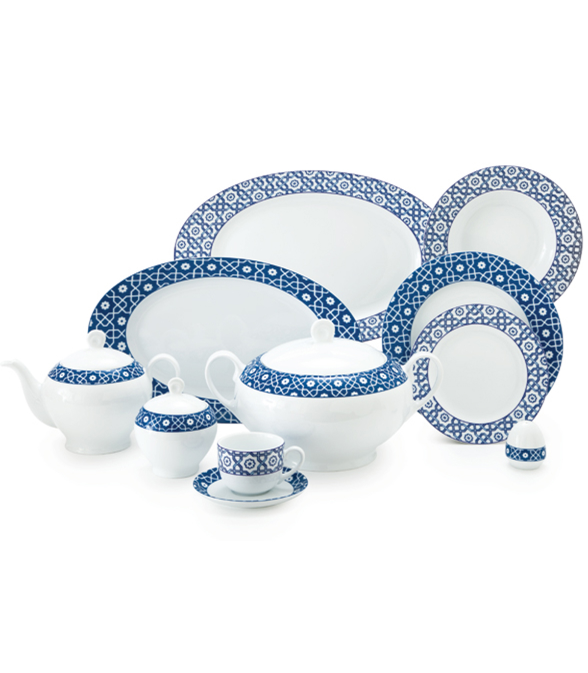 سرویس غذاخوری چینی 102 پارچ 12 نفره مدل میبد سرمه ای سری ایتالیا اف