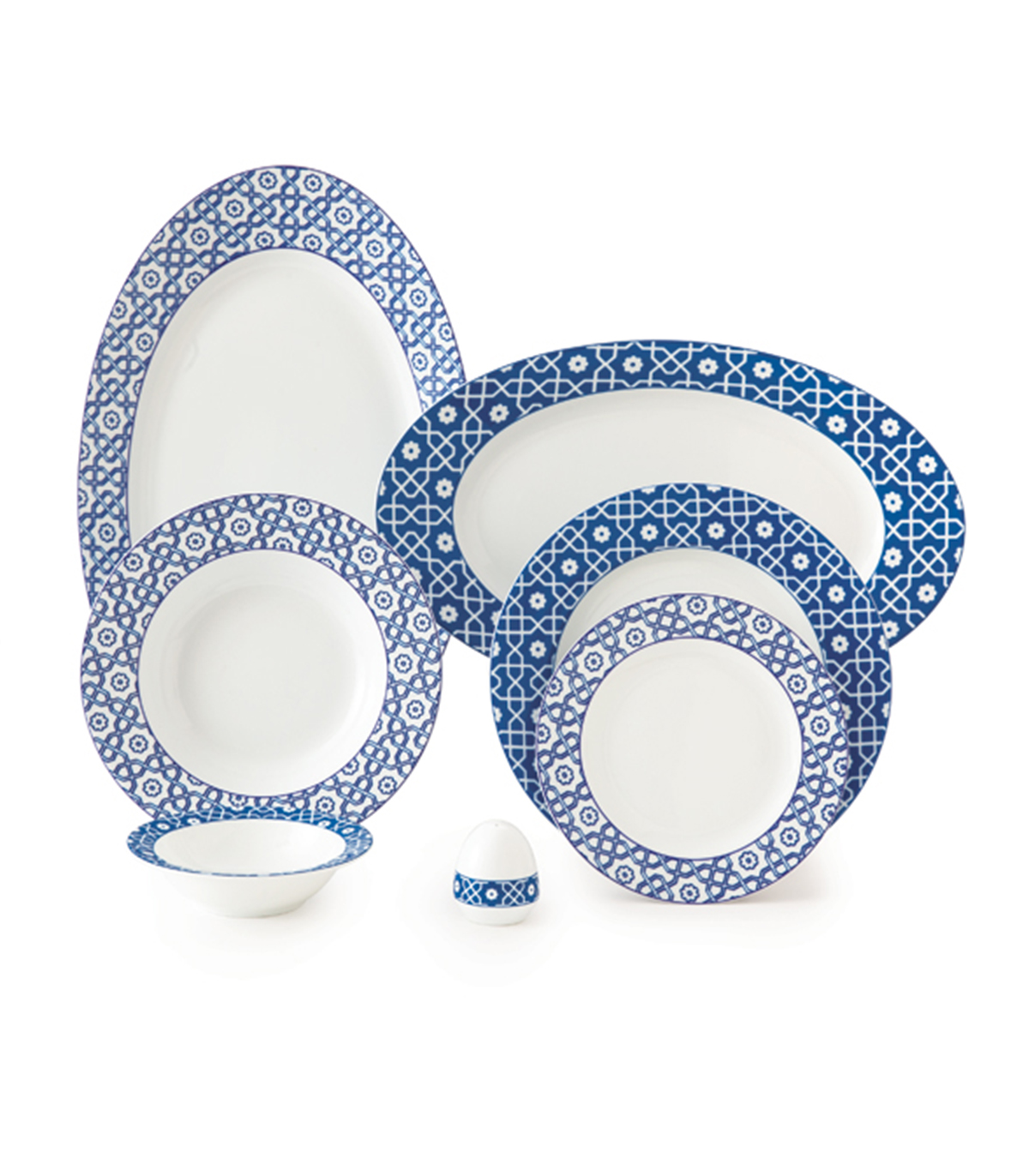 سرویس غذا خوری چینی 28 پارچ 6 نفره مدل میبد سرمه ای سری ایتالیا اف