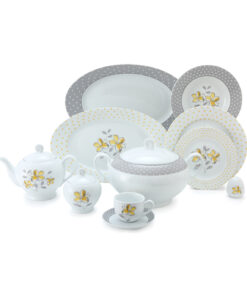 سرویس چینی 102 پارچ 12 نفره مدل والنسیا زرد سری ایتالیا اف