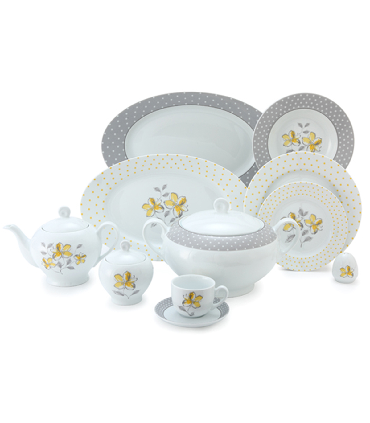 سرویس چینی 102 پارچ 12 نفره مدل والنسیا زرد سری ایتالیا اف