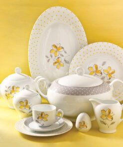 سرویس چینی 102 پارچ 12 نفره مدل والنسیا زرد سری ایتالیا اف