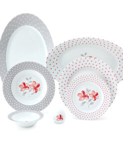 سرویس چینی 102 پارچ 12 نفره مدل والنسیا قرمز سری ایتالیا اف