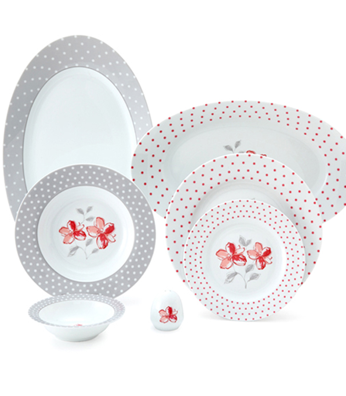 سرویس چینی 28 پارچ 6 نفره مدل والنسیا قرمز سری ایتالیا اف