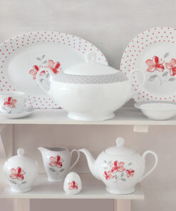 سرویس چینی 28 پارچ 6 نفره مدل والنسیا قرمز سری ایتالیا اف