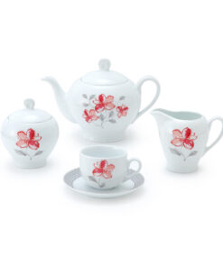 سرویس چینی چای خوری 12 پارچ مدل والنسیا قرمز سری ایتالیا اف