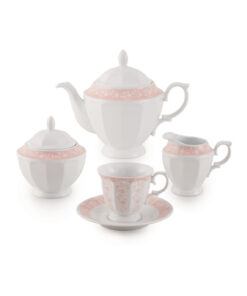 سرویس ظروف غذاخوری لوکس 12 نفره طرح آرتمیس صورتی سری نئوکلاسیک