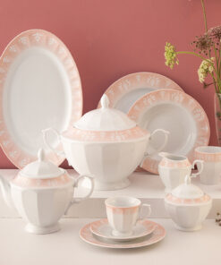 سرویس ظروف غذاخوری 12 نفره طرح آواسیس صورتی سری نئوکلاسیک