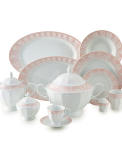 سرویس ظروف غذاخوری 12 نفره طرح آواسیس صورتی سری نئوکلاسیک