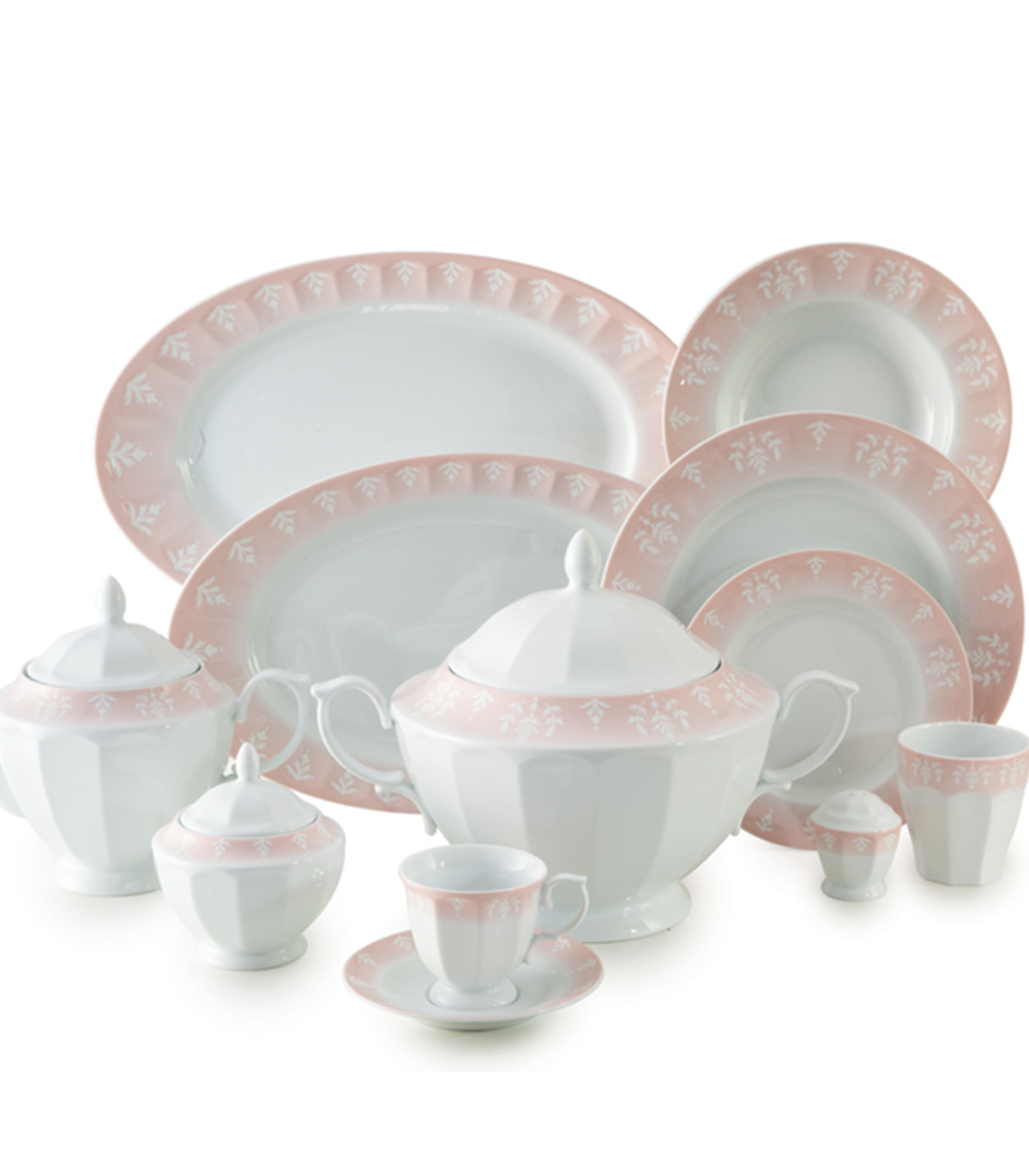 سرویس ظروف غذاخوری 12 نفره طرح آواسیس صورتی سری نئوکلاسیک