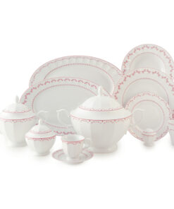 سرویس ظروف غذاخوری لوکس 103 پارچ طرح فرانسیس صورتی سری نئوکلاسیک