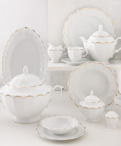 سرویس ظروف غذاخوری 103 پارچه طرح نارسیس طلایی سری نئوکلاسیک