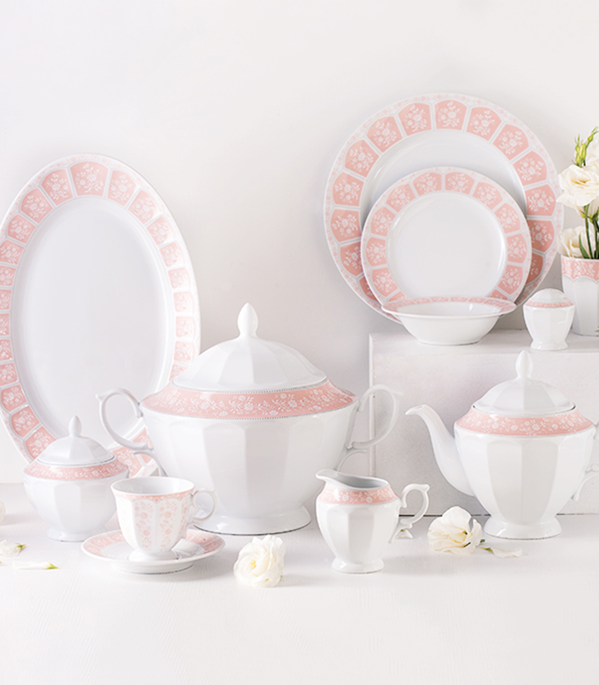 سرویس 6نفره 29 پارچ غذاخوری مدل آرتمیس صورتی سری نئوکلاسیک