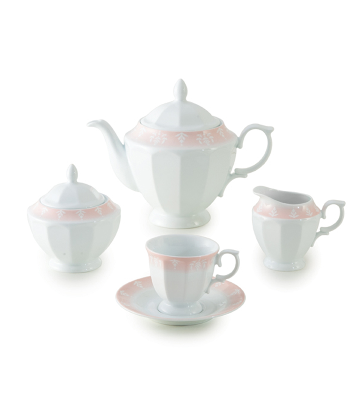 سرویس چای خوری 12 پارچ 6 نفره نئوکلاسیک مدل آواسیس صورتی