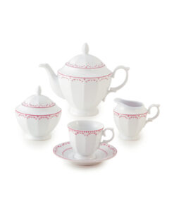 سرویس چای خوری 12 پارچ 6 نفره نئوکلاسیک مدل فرانسیس صورتی