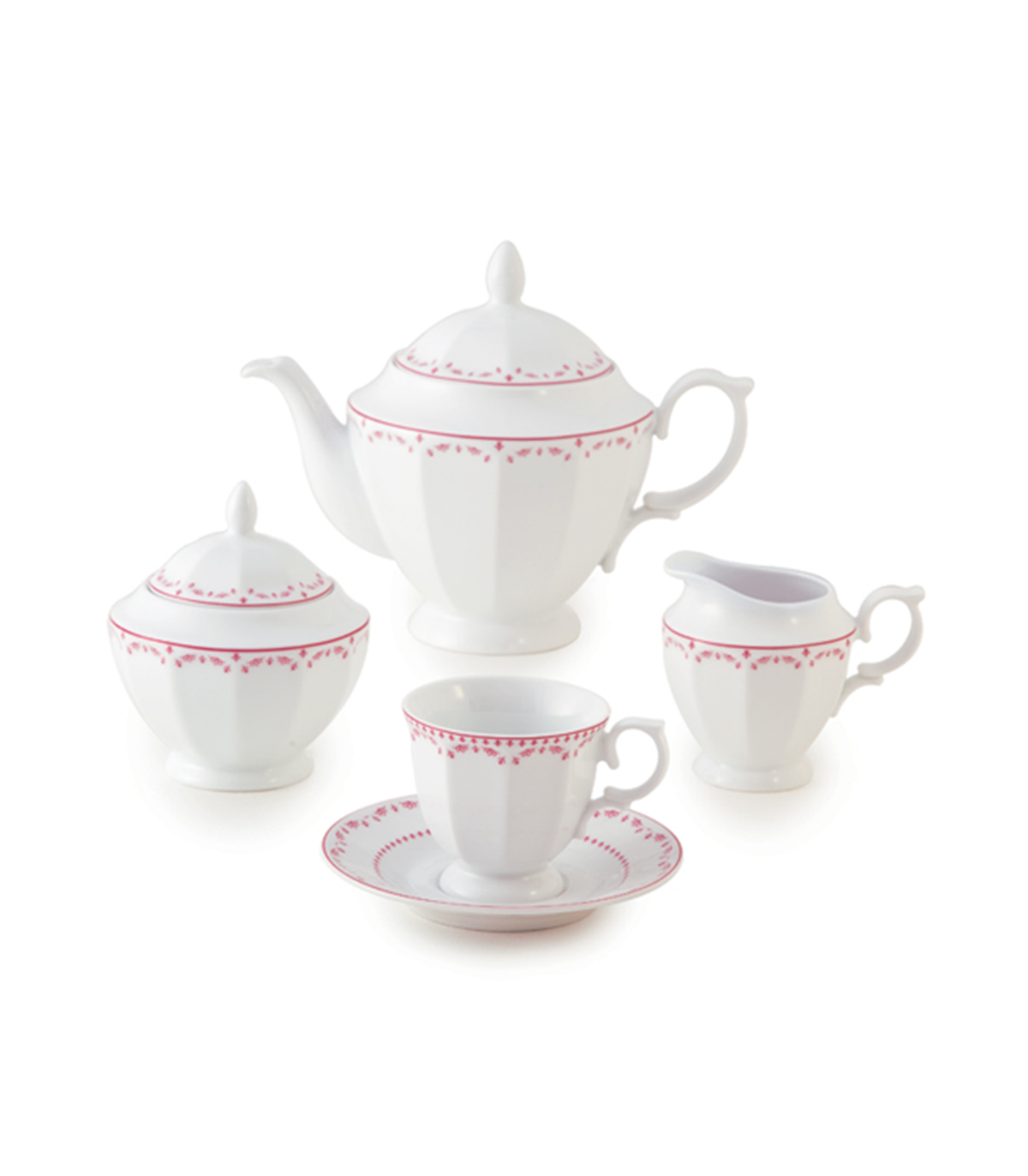 سرویس چای خوری 12 پارچ 6 نفره نئوکلاسیک مدل فرانسیس صورتی