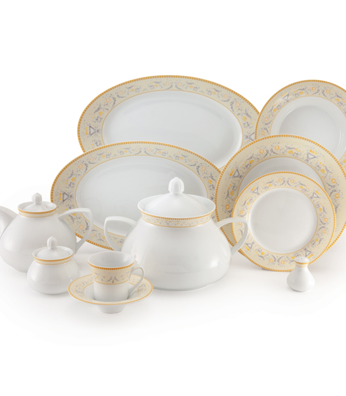 سرویس غذاخوری چینی 12نفره 108 پارچه مدل جنوا سری شهرزاد