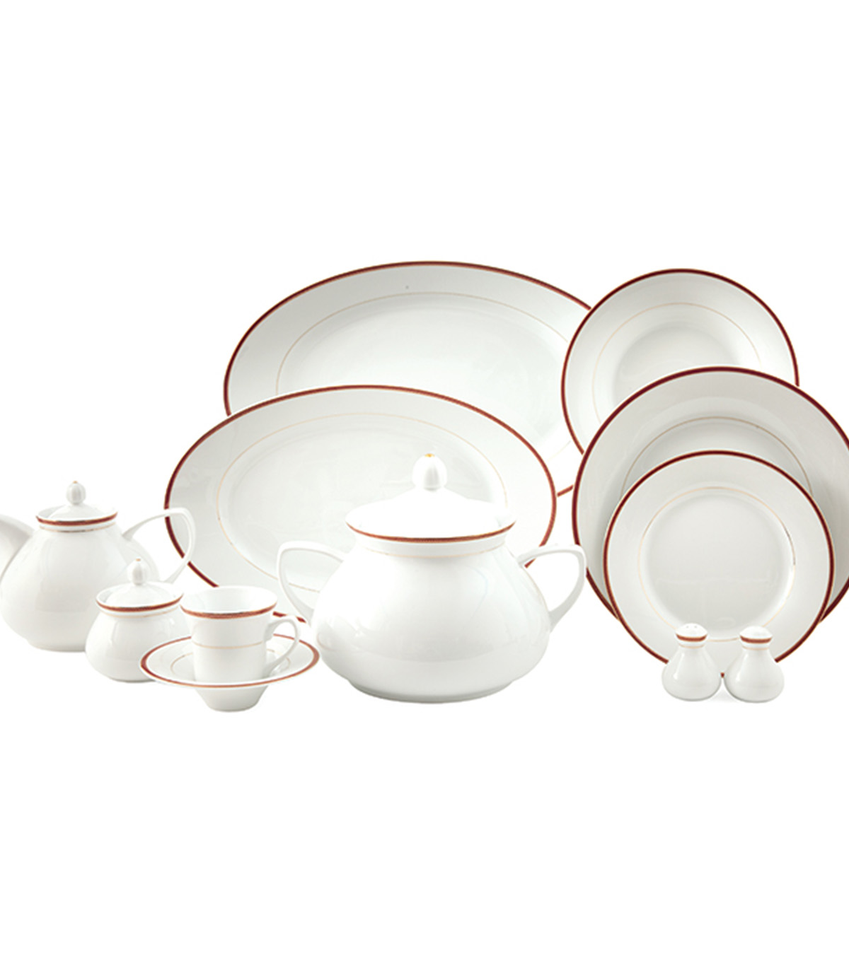 سرویس غذاخوری چینی 12نفره 108 پارچه مدل سپینود ارغوانی سری شهرزاد