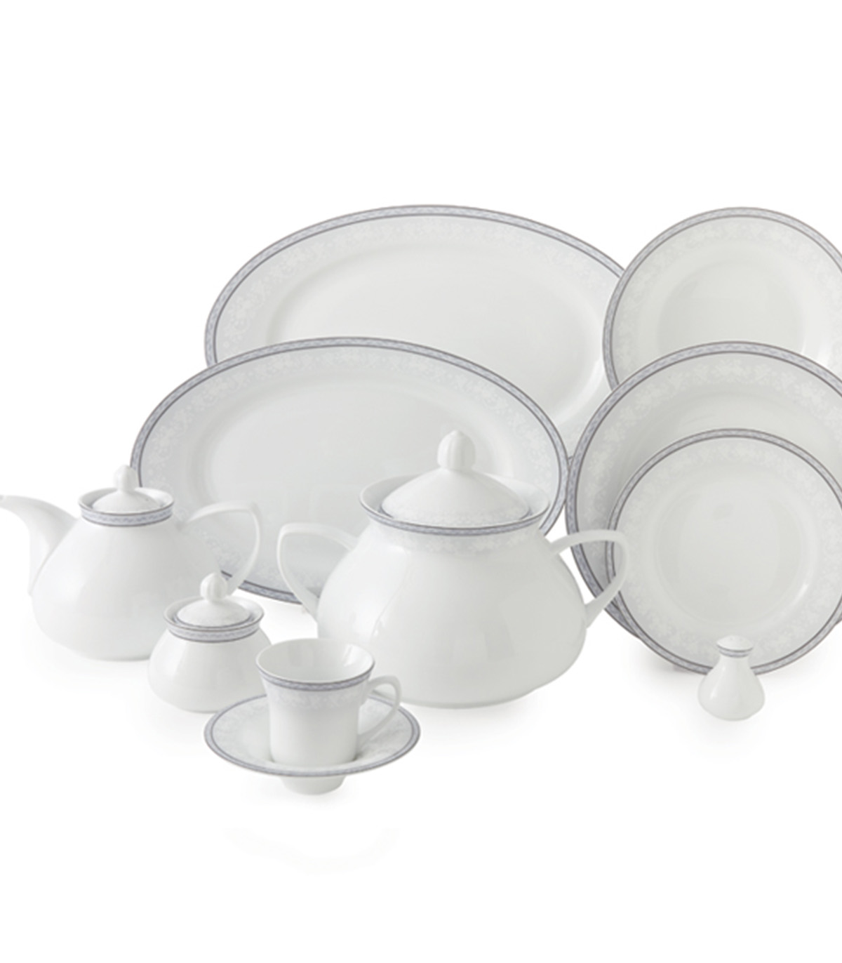 سرویس غذاخوری چینی 12نفره 108 پارچه مدل وایت رز سری شهرزاد