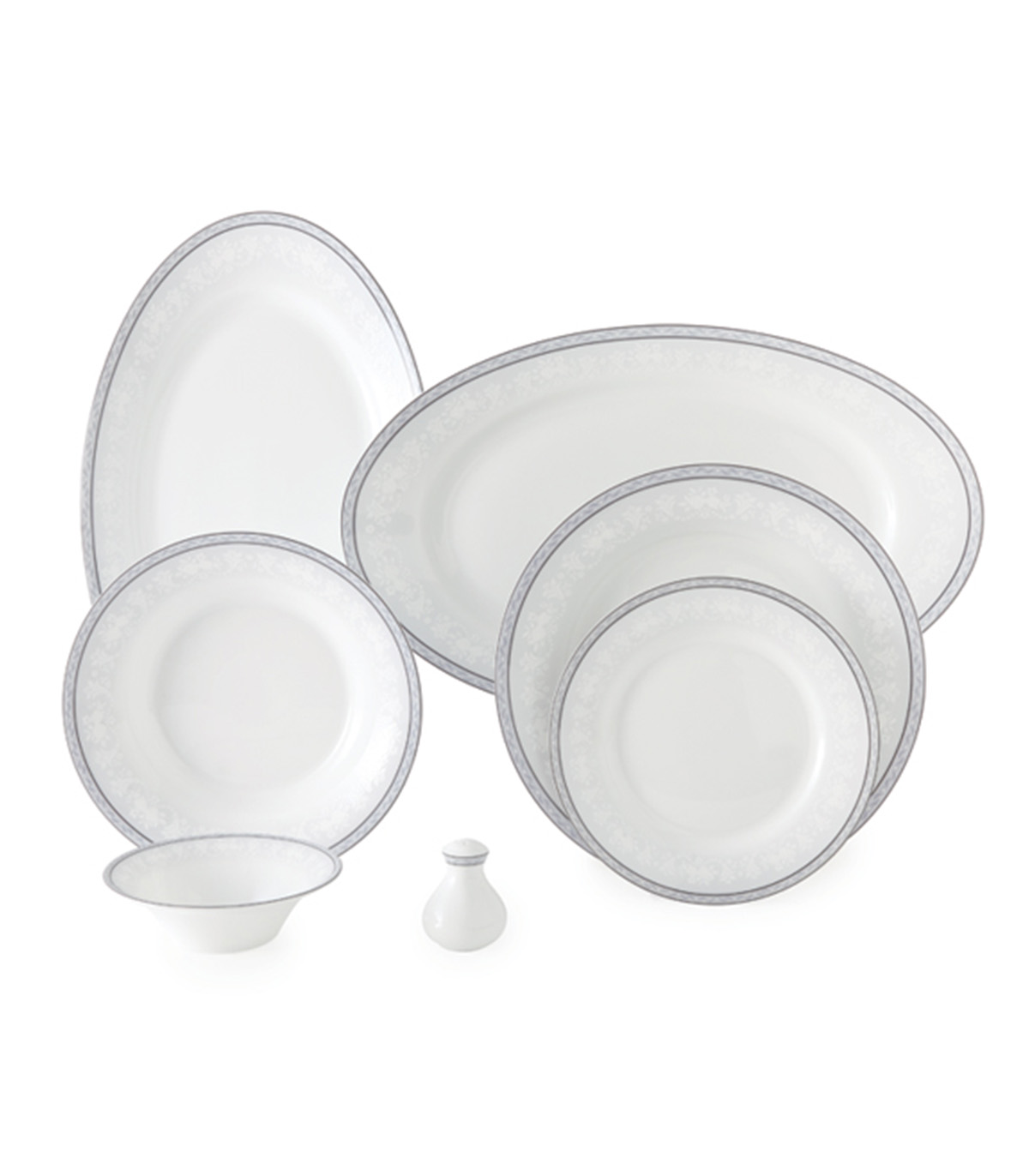 سرویس چینی غذاخوری زرین 6 نفره مدل وایت رز سری شهرزاد