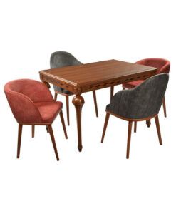 میز ناهار خوری 4 نفره پایه خراطی پلیمری مدل 0081