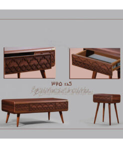 میز تلویزیون چوبی اسلیمی کشودار مدل 325