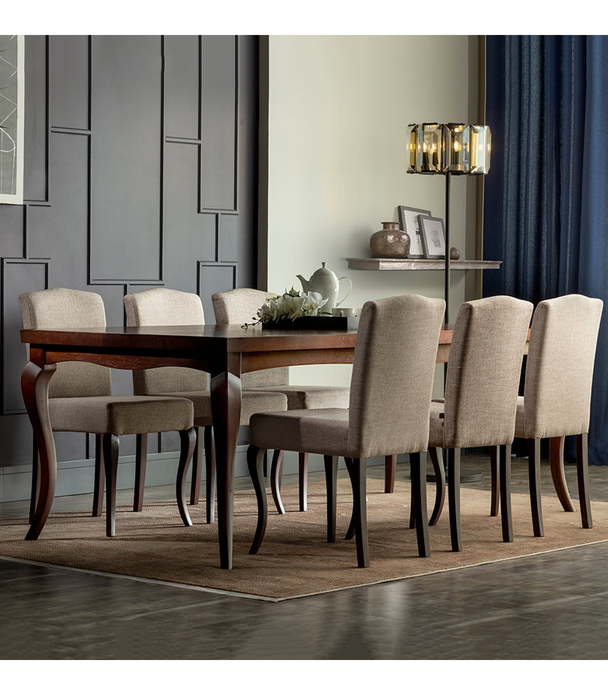 ست میز ناهار خوری شش نفره چوبی مدل anet