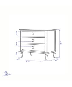 میز پا تختی سه کشو مدل ELENA