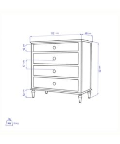 دراور 4 کشو چوبی مدرن مدل ELENA