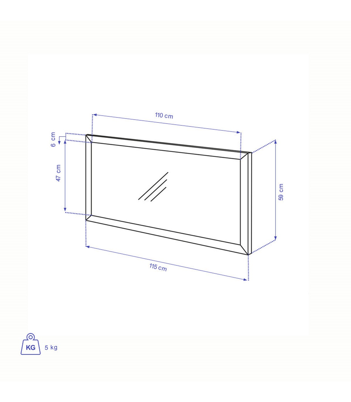 آینه مستطیلی افقی دیواری طرح TOYA