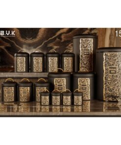 سرویس آشپزخانه بانکه 15 عددی مشکی طلایی مدل LOTUS BLACK