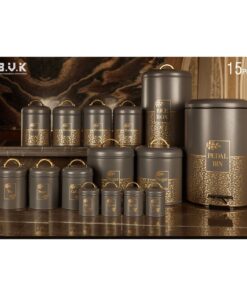 سرویس آشپزخانه بانکه 15 عددی طوسی طلایی مدل BONSAY GRAY