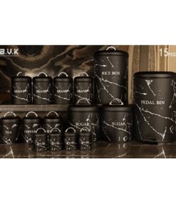 سرویس آشپزخانه بانکه 15 عددی مشکی نقره ای مدل MARBLE BLACK