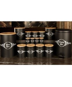 سرویس آشپزخانه درب چوبی 30 تکه مشکی مدل PANTHER BLACK