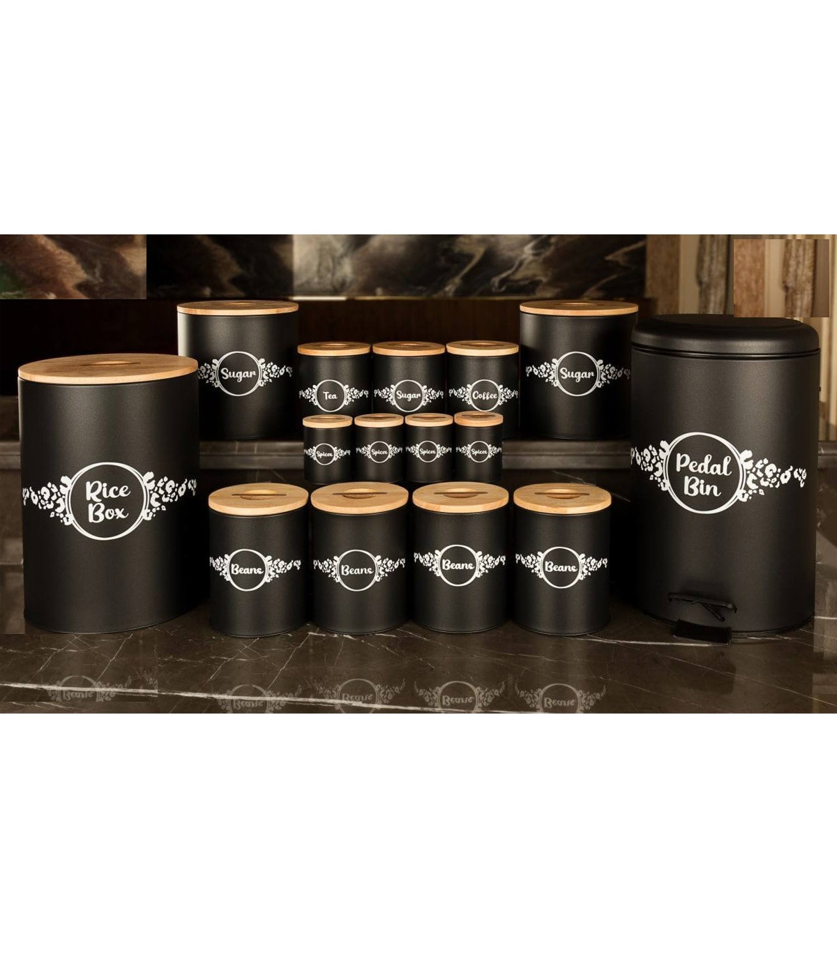 سرویس آشپزخانه درب چوبی 30 تکه مشکی مدل PANTHER BLACK