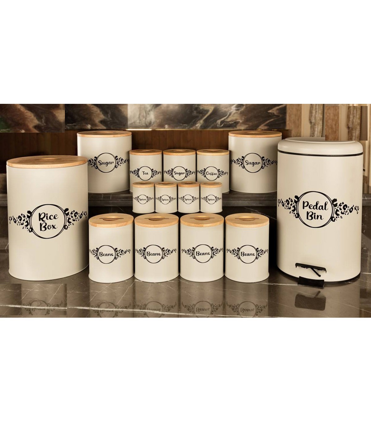 سرویس آشپزخانه درب چوبی 30 تکه سفید مدل PANTHER WHITE